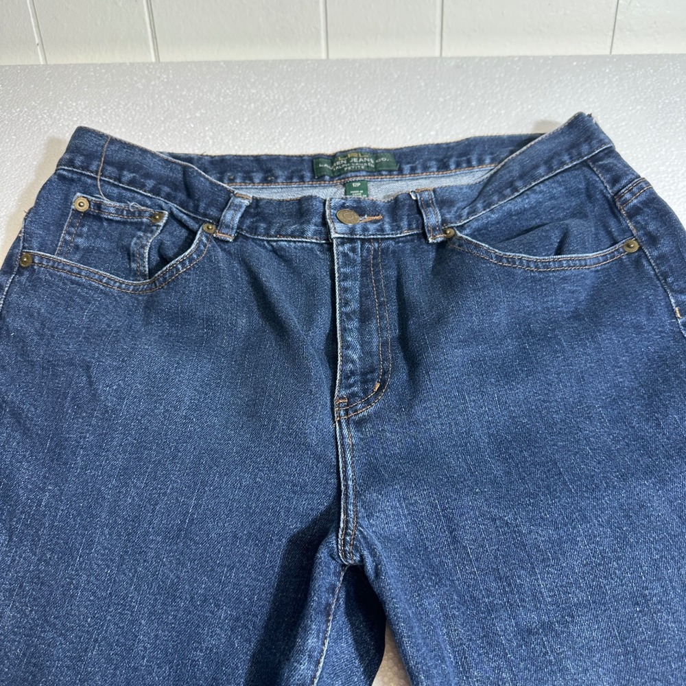 Lauren Ralph Lauren Petite Straight Leg Dark Wash Blue Denim Jeans‎ Size 12P - Picture 8 of 8